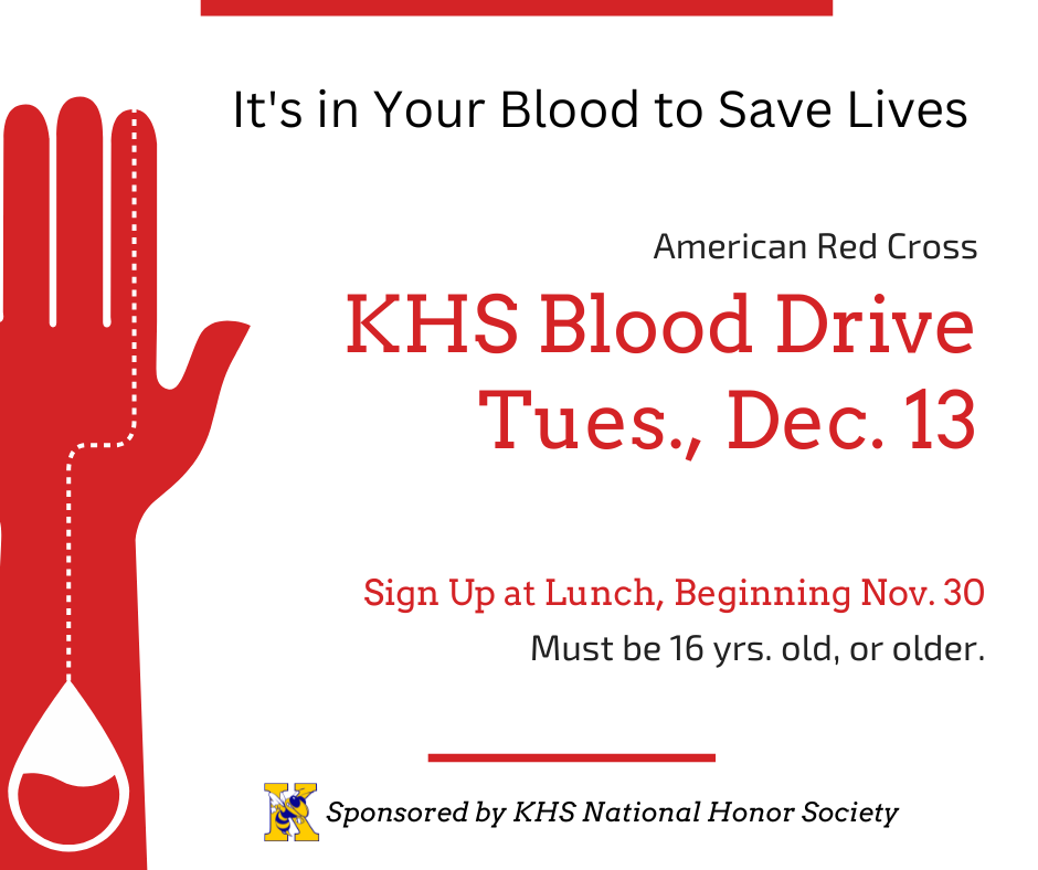 American Red Cross blood drive at high school Dec. 13